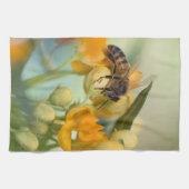 Honingbijen in de lente keukendoek theedoek (Horizontaal)
