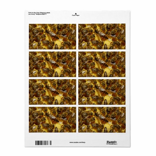 Honingbijen in Hive met koningin in midden Etiket (Full Sheet)