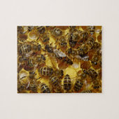 Honingbijen in Hive met koningin in midden Legpuzzel (Horizontaal)