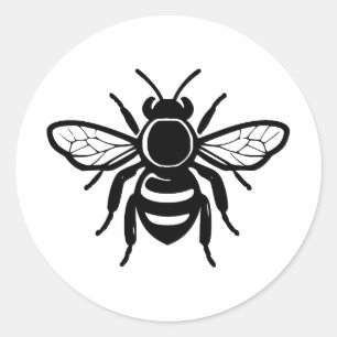 Honingbijen in minimalistisch zwart-wit ronde sticker