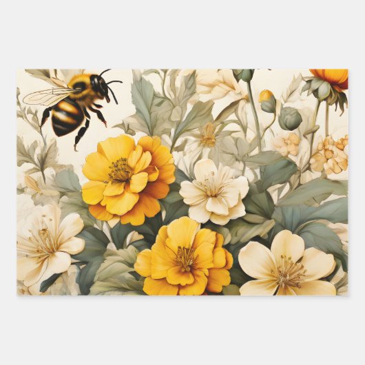 honingbijen in plantaardige producten inpakpapier vel (Voorkant 3)