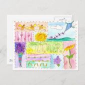 Honingbijen Kite Waterverf Flowers Happy Summer Briefkaart (Voorkant / Achterkant)