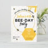 Honingbijen, kleine bijen, feestdag bij bijen kaart (Staand voorkant)