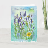 Honingbijen Lavendel gepersonaliseerde Happy Birth Kaart (Voorkant)