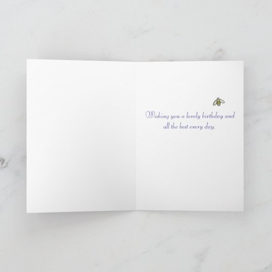 Honingbijen Lavendel gepersonaliseerde Happy Birth Kaart (Binnen)