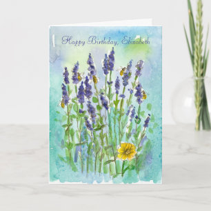 Honingbijen Lavendel gepersonaliseerde Happy Birth Kaart