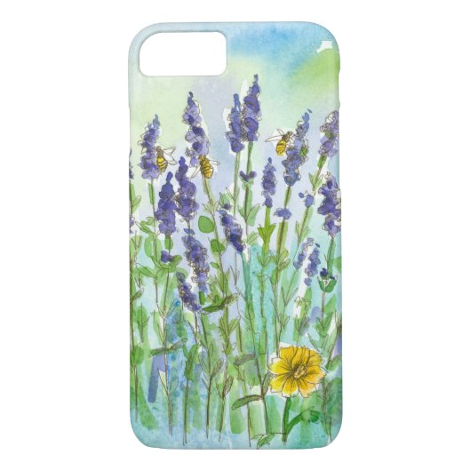 Honingbijen Lavendel Wildflower Waterverf Case-Mate iPhone Case (Achterkant)