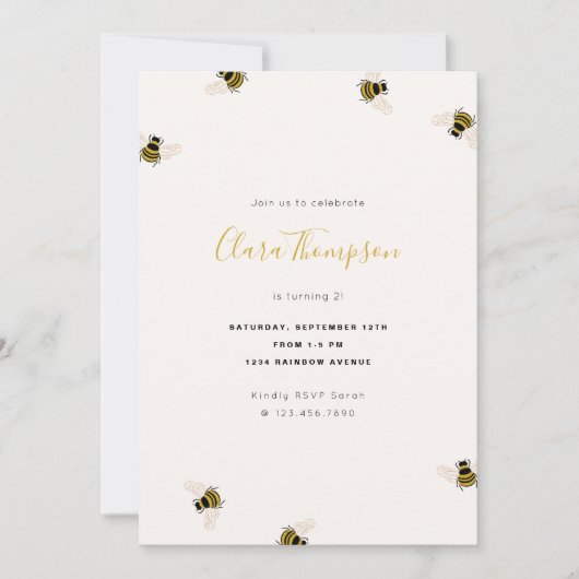 Honingbijen met Birthday-uitnodiging Kaart (Voorkant)