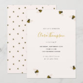 Honingbijen met Birthday-uitnodiging Kaart (Voorkant / Achterkant)