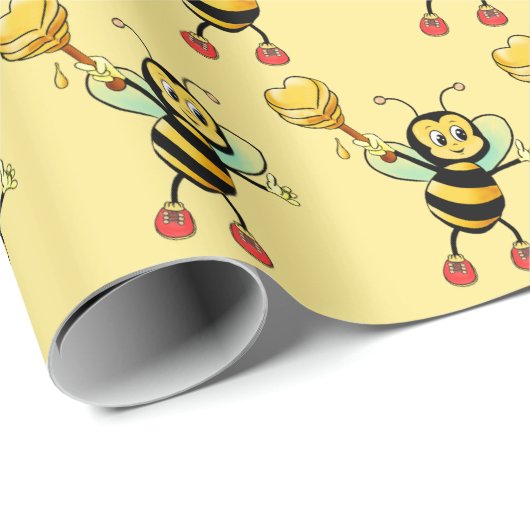 Honingbijen met een hartpatroon cadeaupapier (Rol Hoek)