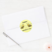 Honingbijen met een hartvolle Valentijnsdag! Ronde Sticker (Envelop)