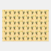 Honingbijen met hart- en honingraatpatroon inpakpapier vel (Voorkant)