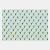 Honingbijen met hart- en honingraatpatroon inpakpapier vel (Voorkant 3)