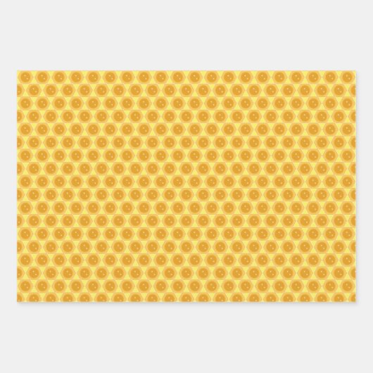 Honingbijen met hart- en honingraatpatroon inpakpapier vel (Voorkant 2)