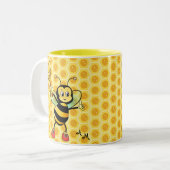 Honingbijen met hart- en monogram tweetone koffie  tweekleurige koffiemok (Voorkant links)