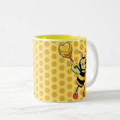 Honingbijen met hart- en monogram tweetone koffie  tweekleurige koffiemok (Voorkant rechts)