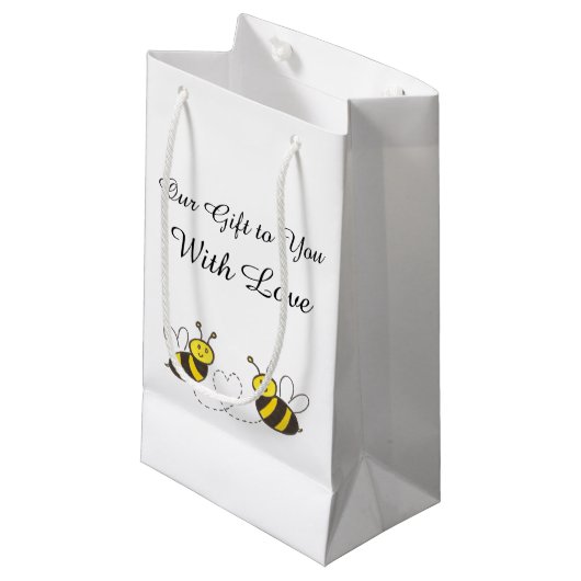 Honingbijen met hart Gepersonaliseerd voor cadeau Klein Cadeauzakje (Voorkant Gekanteld)