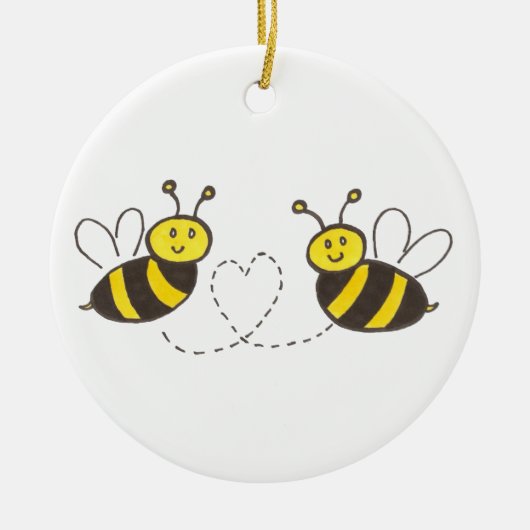 Honingbijen met hart keramisch ornament (Voorkant)