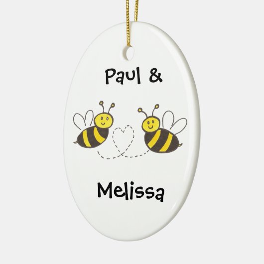 Honingbijen met hart keramisch ornament (Links)