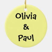 Honingbijen met hart met namen en datum keramisch ornament (Achterkant)