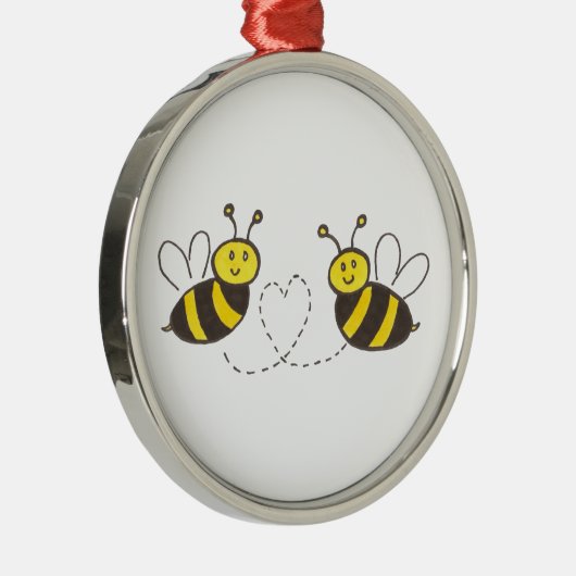 Honingbijen met hart metalen ornament (Rechts)