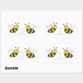 Honingbijen met hart ovale sticker (Vel)