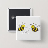 Honingbijen met hart vierkante button 5,1 cm (Voorkant /achterkant)