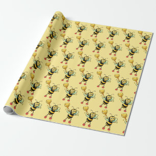Honingbijen met hartpatroon cadeaupapier