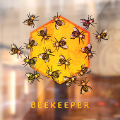 Honingbijen met oranje gele zeskanttekening raamsticker (Vel 2)