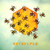 Honingbijen met oranje gele zeskanttekening raamsticker (Vel 3)