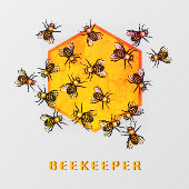 Honingbijen met oranje gele zeskanttekening raamsticker (Vel)