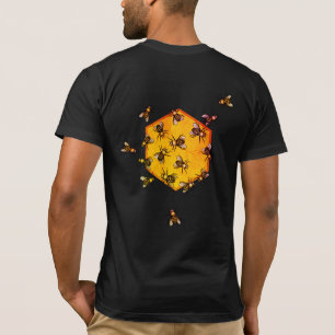 Honingbijen met oranje gele zeskanttekening t-shirt