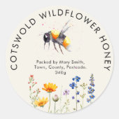 Honingbijen Natuur Classic Ronde Sticker ,Rustiek (Voorkant)