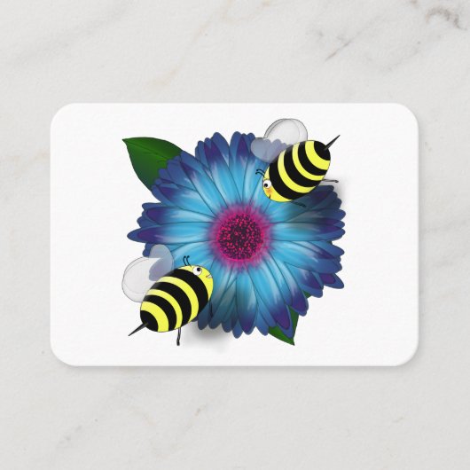 Honingbijen ontmoeten elkaar op Blue Flower Visitekaartje (Voorkant)