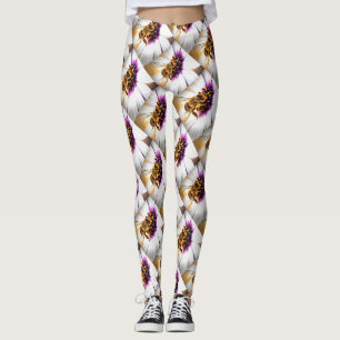 Honingbijen op Afrikaanse Daisy AcrylArt Leggings