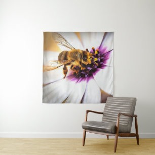 Honingbijen op Afrikaanse Daisy AcrylArt Wandkleed