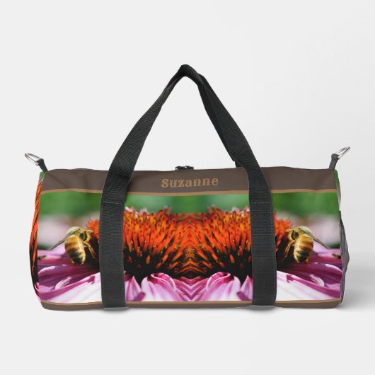 Honingbijen op Coneflower Daisy Personalized Plunjezak (Voorkant)