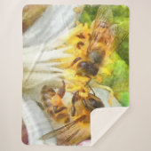 Honingbijen op de Waterverf van Lemon Blossom Sherpa Deken (Voorkant)