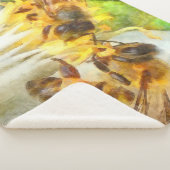 Honingbijen op de Waterverf van Lemon Blossom Sherpa Deken (3/4)