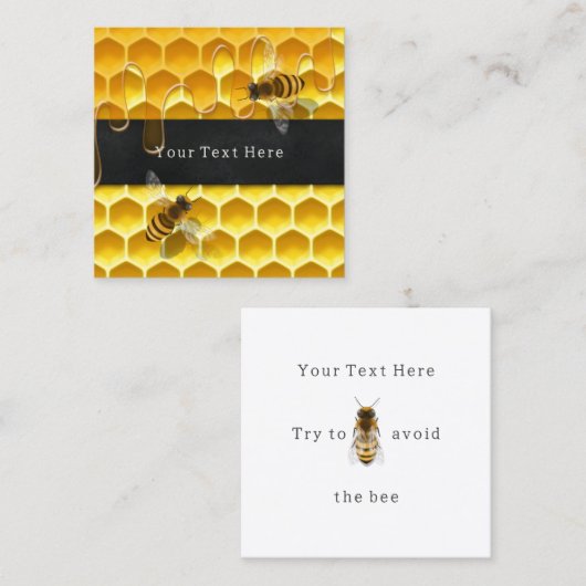 Honingbijen op druipende honingraat vierkante visitekaartje (Voorkant / Achterkant)