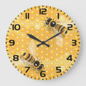 Honingbijen op een helder honingraatpatroon grote klok (Voorkant)