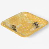 Honingbijen op een helder honingraatpatroon papieren bordje (Gebogen)