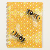 Honingbijen op een helder honingraatpatroon planner (Voorkant)
