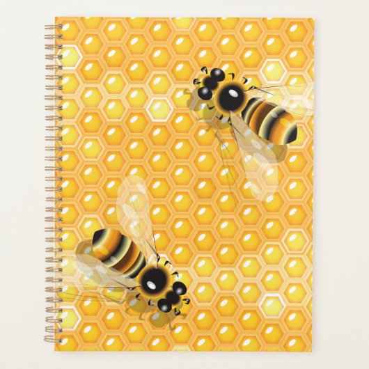 Honingbijen op een helder honingraatpatroon planner (Voorkant)
