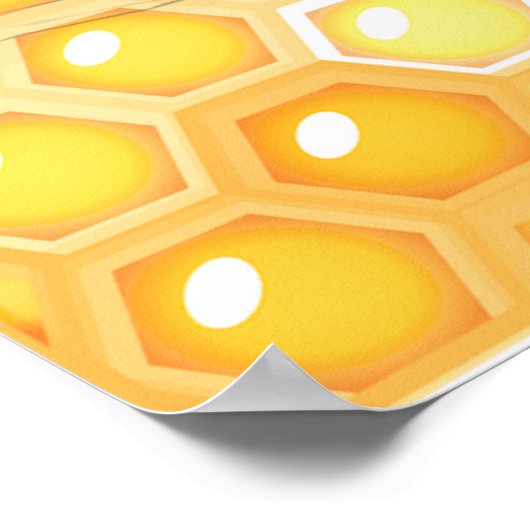 Honingbijen op een helder honingraatpatroon poster (Hoek)