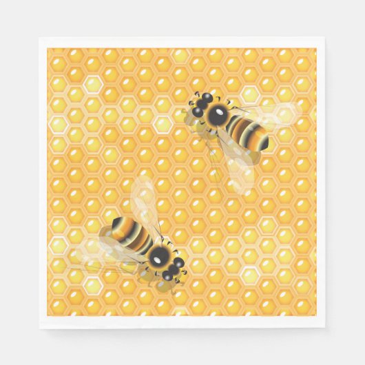 Honingbijen op een helder honingraatpatroon servet (Voorkant)