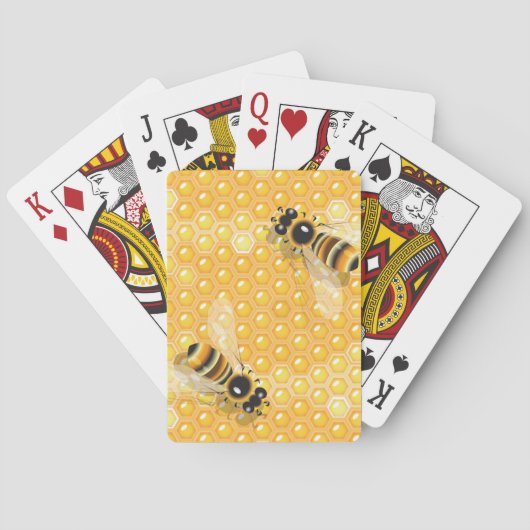 Honingbijen op een helder honingraatpatroon speelkaarten (Achterkant)
