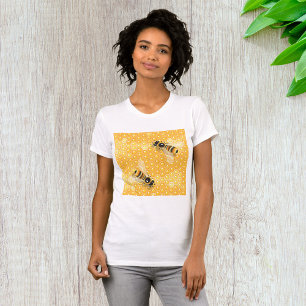 Honingbijen op een helder honingraatpatroon t-shirt