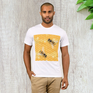 Honingbijen op een helder honingraatpatroon t-shirt