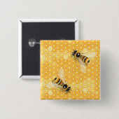 Honingbijen op een helder honingraatpatroon vierkante button 5,1 cm (Voorkant /achterkant)